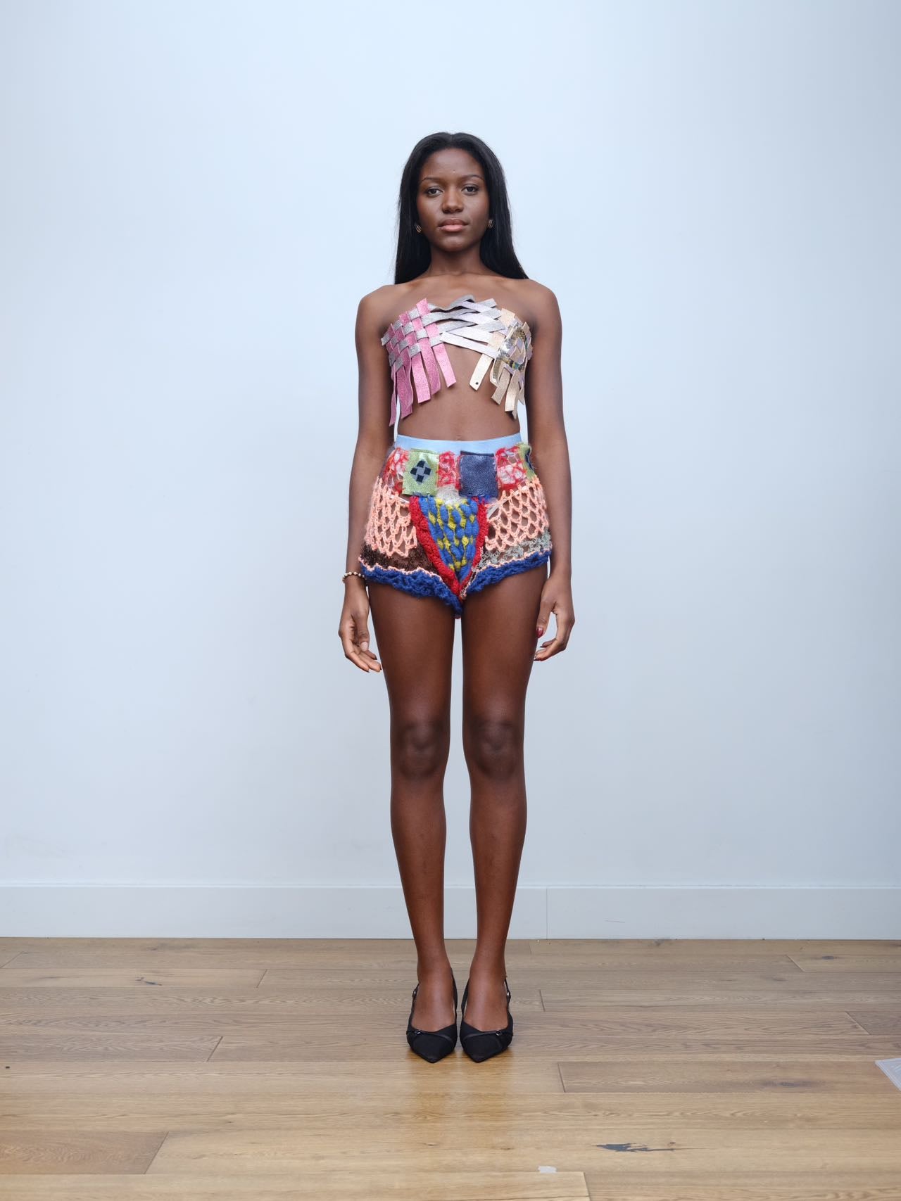 Hand-Crocheted Equestrian Patchwork Shorts