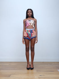 Hand-Crocheted Equestrian Patchwork Shorts