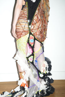 Hand-Knitted Multicolor Ruffles Dress