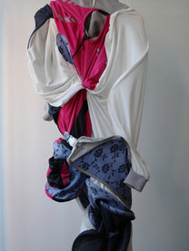 Cosmic Collage Draped Jersey Dress