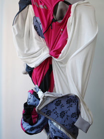 Cosmic Collage Draped Jersey Dress