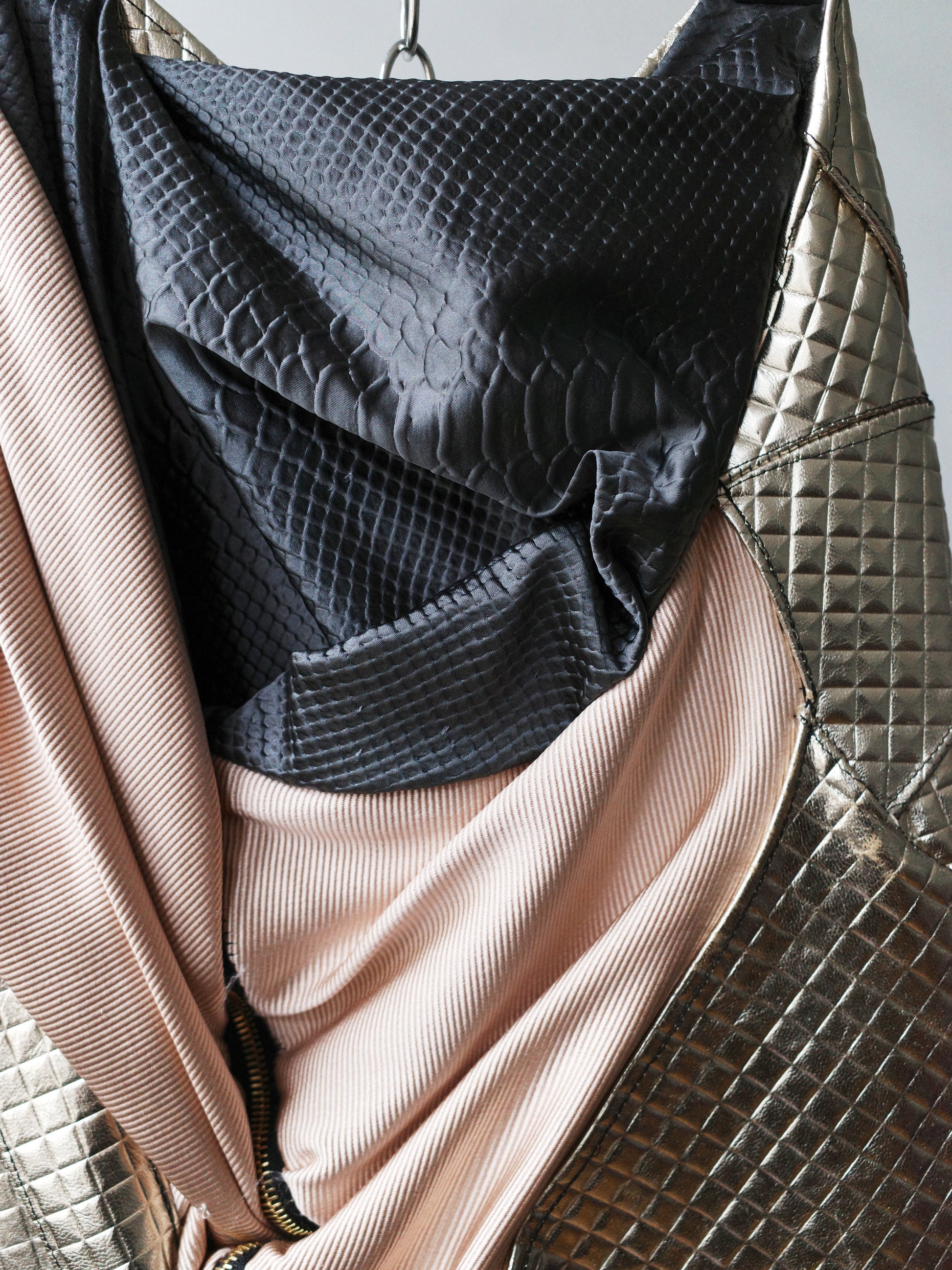 Geometric Metallic Draped Mini Dress