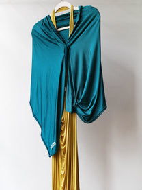 Gold Draped Silk Jersey Dress &amp; Metallic-Edged Hooded Cape Set
