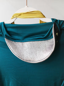 Gold Draped Silk Jersey Dress &amp; Metallic-Edged Hooded Cape Set