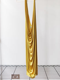 Gold Draped Silk Jersey Dress &amp; Metallic-Edged Hooded Cape Set
