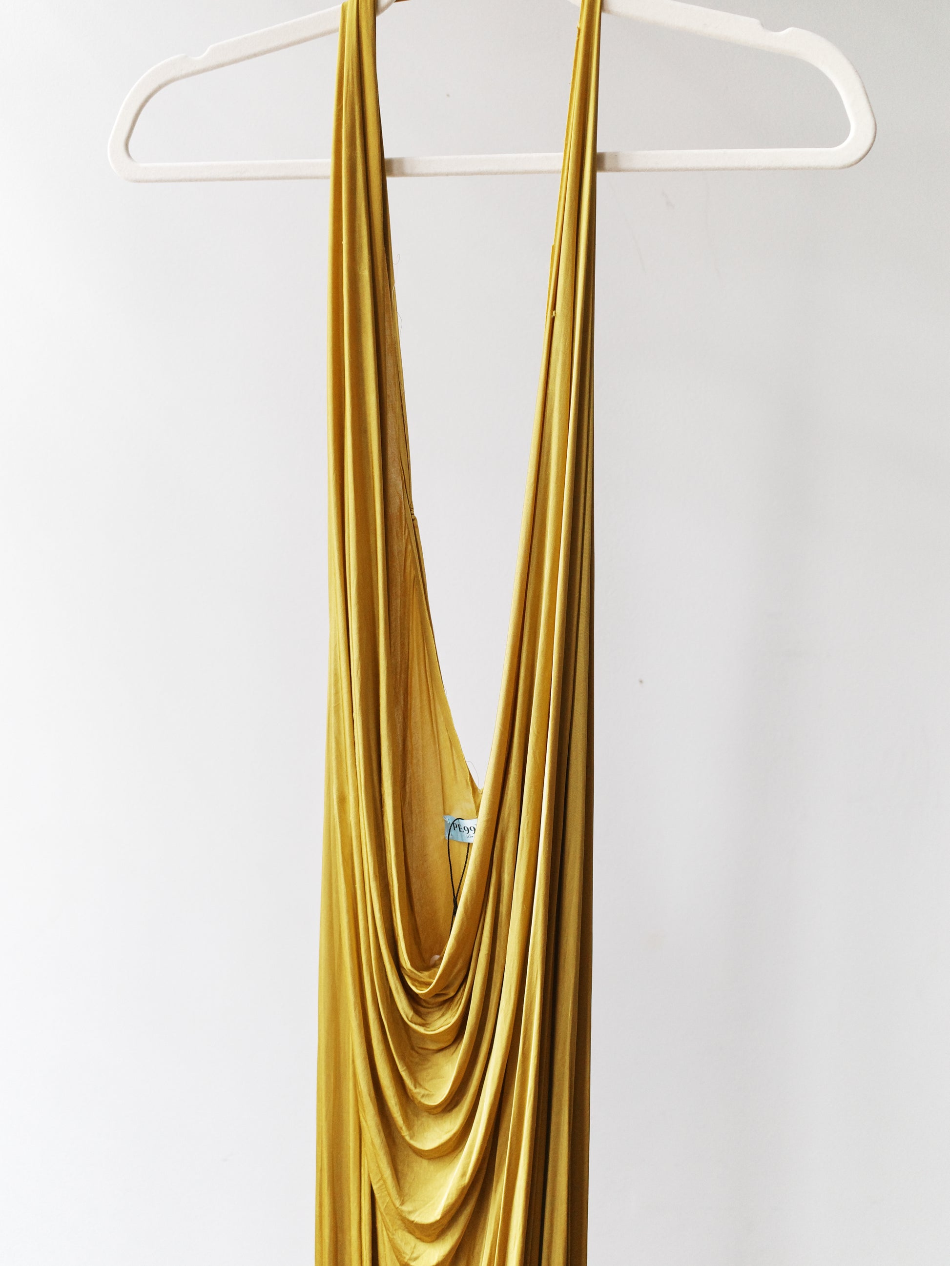 Gold Draped Silk Jersey Dress &amp; Metallic-Edged Hooded Cape Set